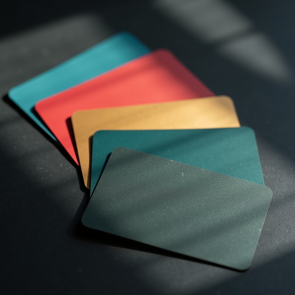 Collection of retail store gift cards from various brands arranged on a surface